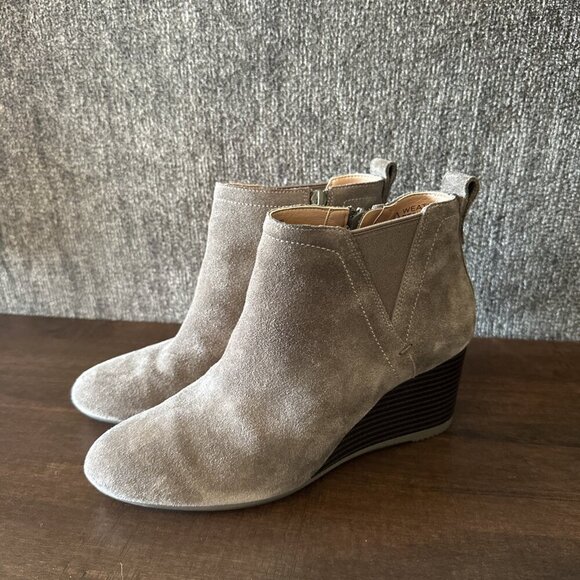 Vionic Paloma 7 Brown Suede Leather Ankle Boot Weather Resistant Wedge Minimal - Picture 1 of 11